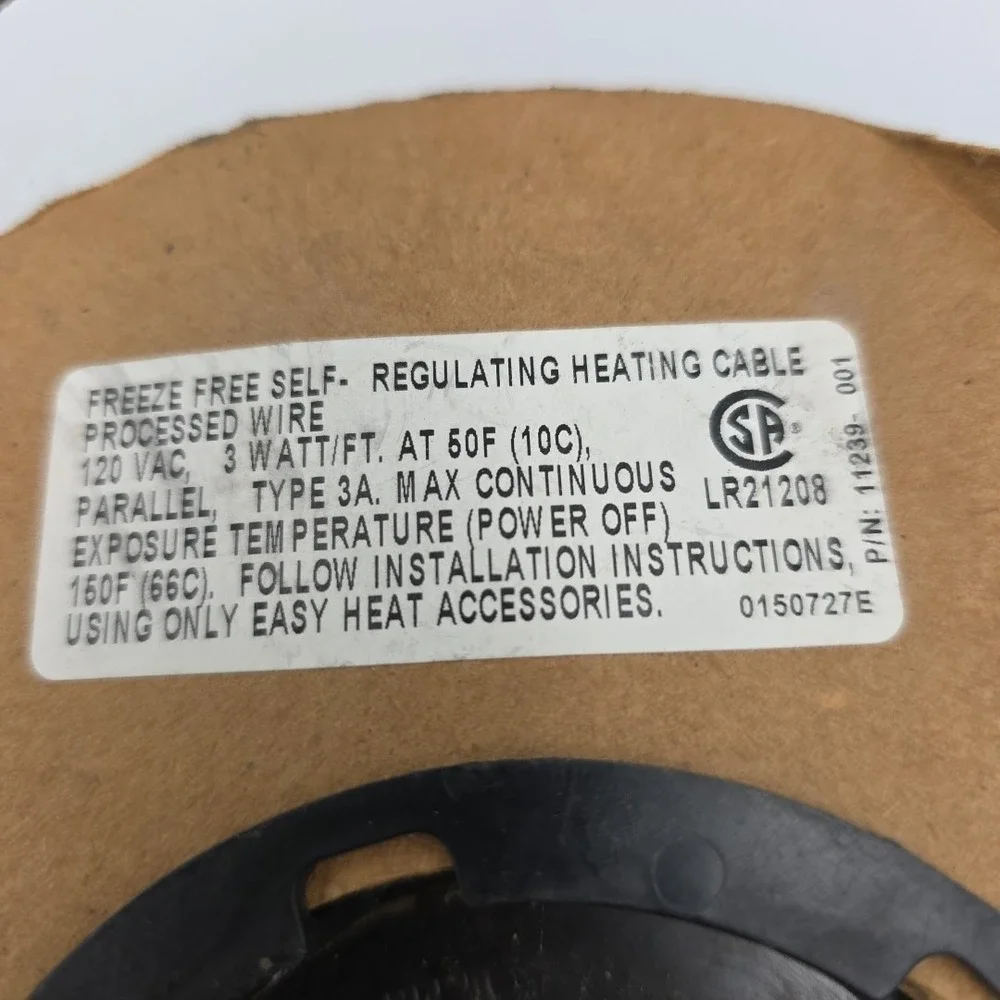 Easy Heat 2102 Freeze Free 120v Self-Regulating Metal Pipe Heating Cable 30 Ft